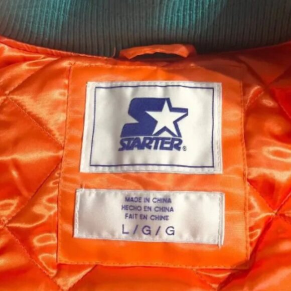 Starter Miami Dolphin Jacket Mens Large Orange Blue Varsity Bomber Super Bowl - Picture 8 of 12